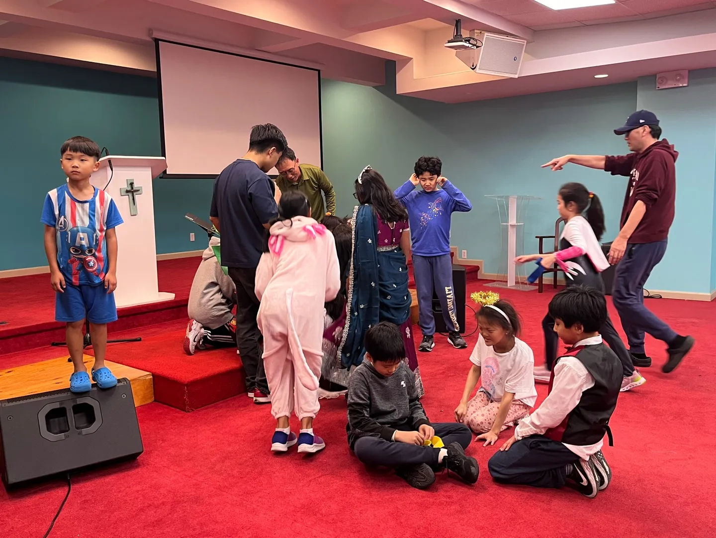 Children playing games at Holy Win Day
